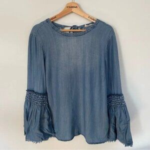 Altar’d State Denim Boho Bell Sleeve Top- Size Medium